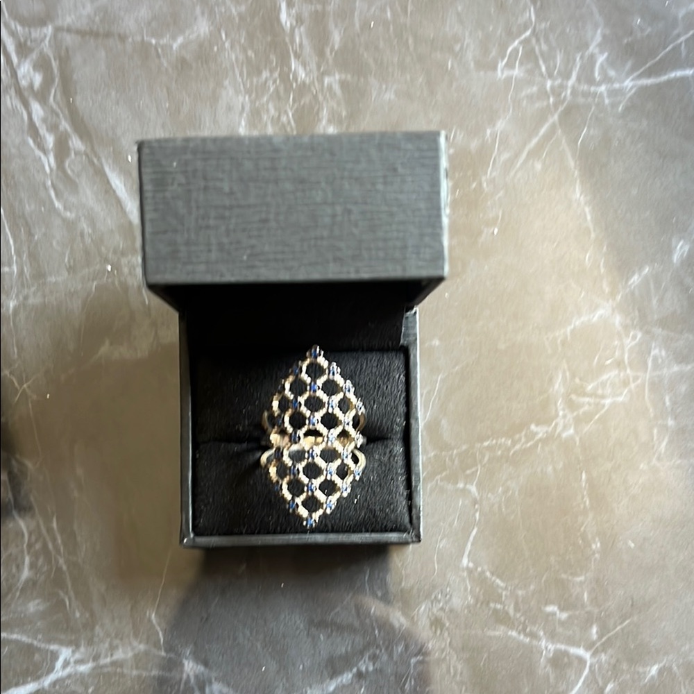 Silver and Blue Cocktail Ring
